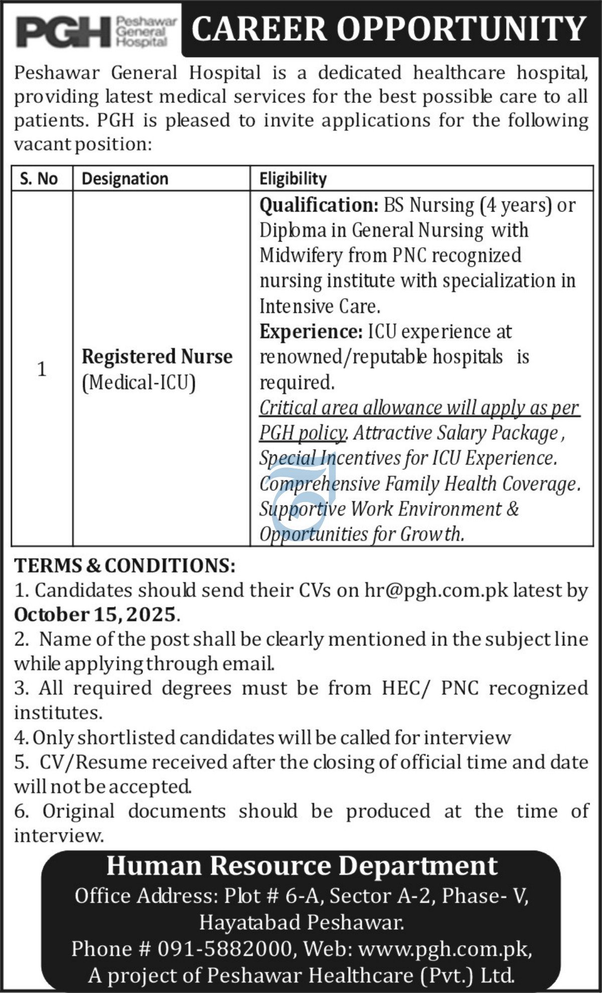 Peshawar General Hospital Jobs 2025 Jobs 2025 — original advertisement