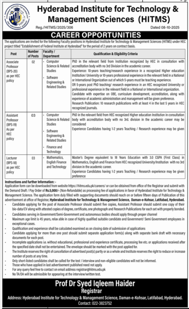Hyderabad Institute Of Technology & Management Sciences Jobs – Hyderabad Institute For Technology & Management Sciences Jobs 2025 — original advertisement