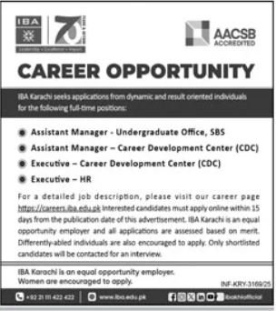 Institute Of Business Administration IBA Jobs 2025 – IBA Karachi Jobs 2025 — original advertisement