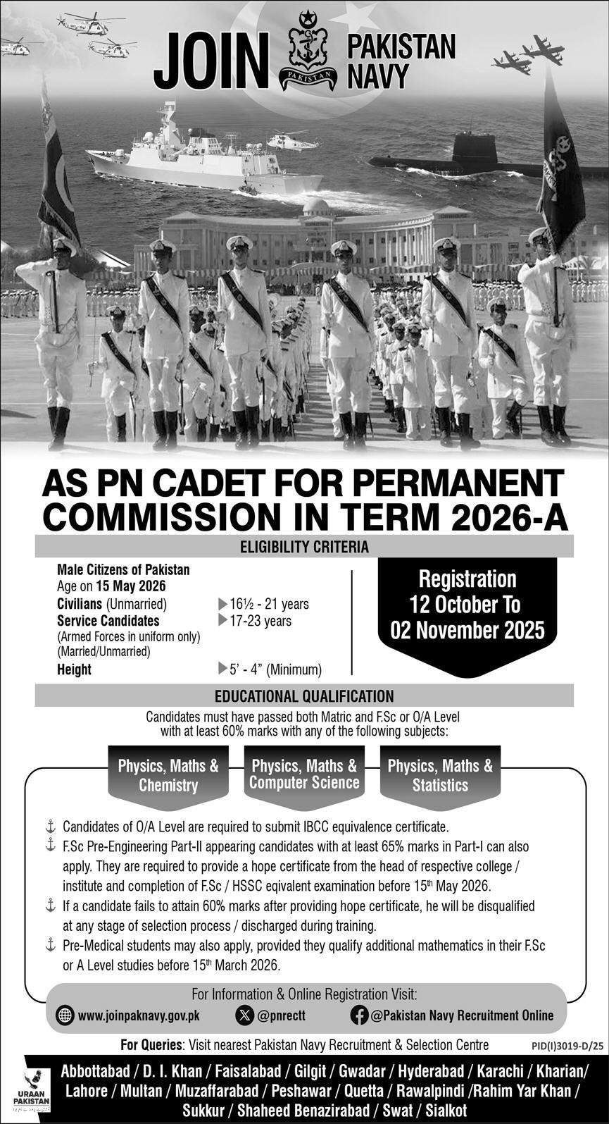 Join Pakistan Navy As Pn Cadet For Permenent Commission 2026 Jobs 2025 — original advertisement
