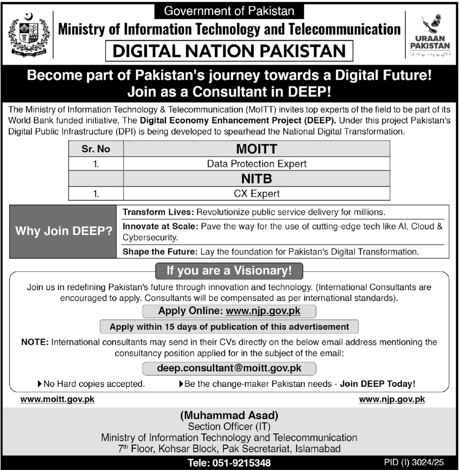 Ministry of Information Technology & Telecommunication Jobs – Ministry of Information Technology and Telecommunication Jobs 2025 — original advertisement