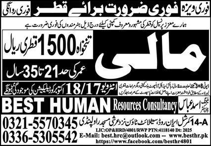 Mali Jobs In Qatar 2025 – Best Human Resources Consultancy Jobs 2025 — original advertisement