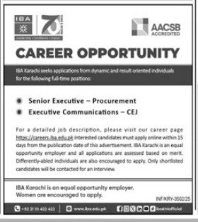 Institute Of Business Administration IBA Karachi Jobs 2025 Jobs 2025 — original advertisement