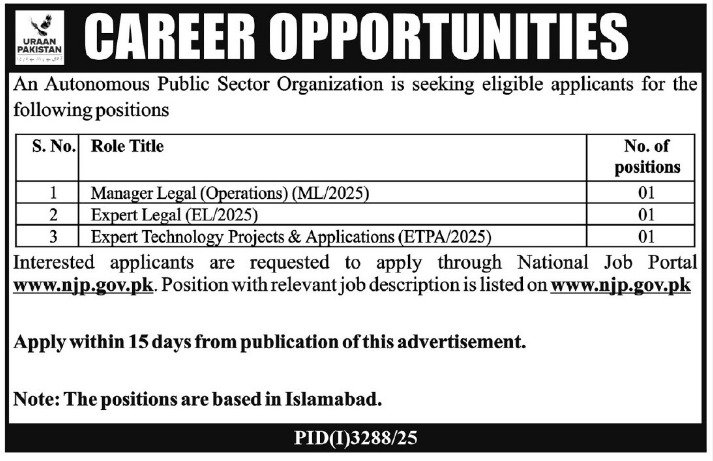 Public Sector Organization Islamabad Jobs 2025 Jobs 2025 — original advertisement