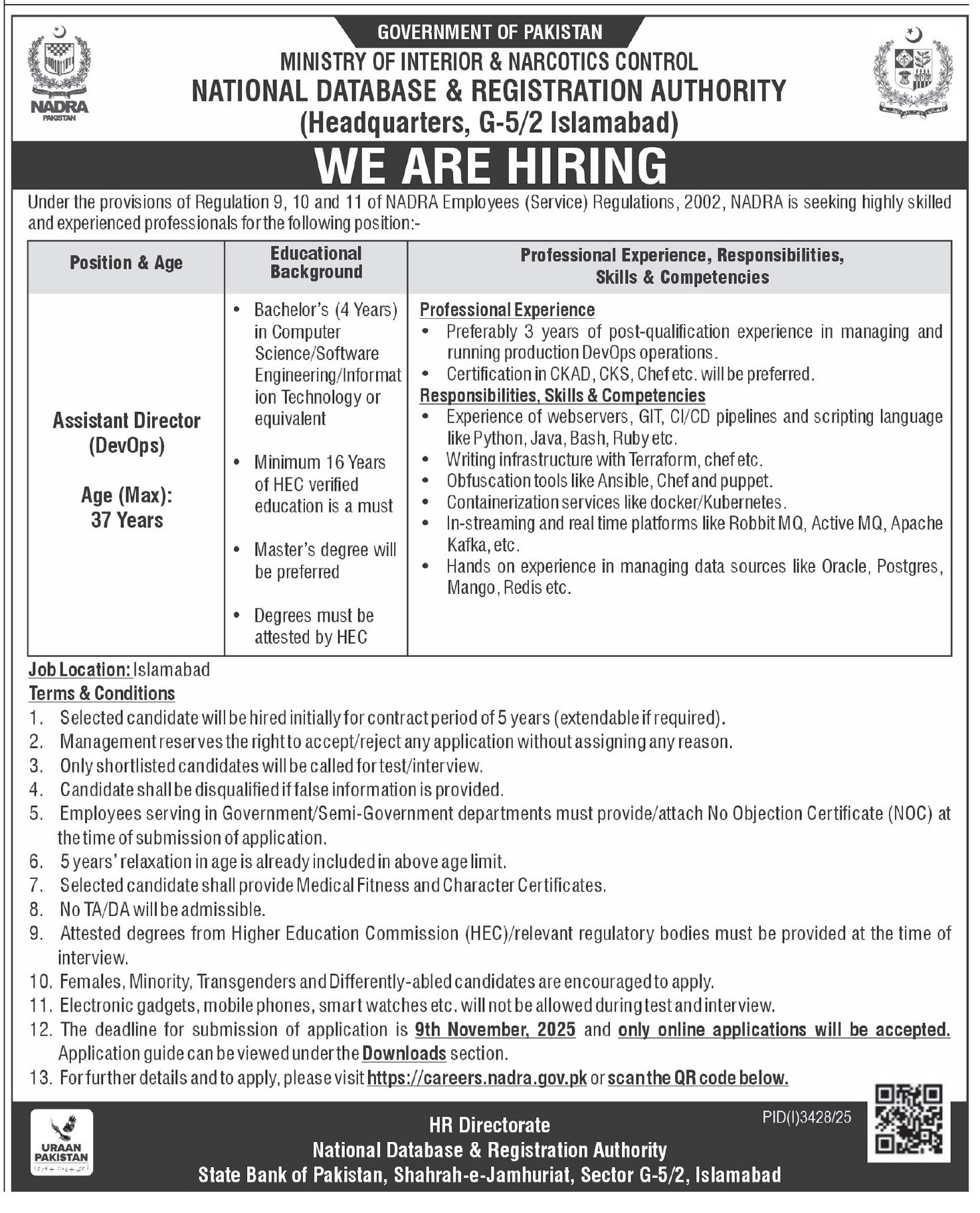 National Database & Registration Authority NADRa Jobs 2025 – National Database and Registration Authority Jobs 2025 — original advertisement