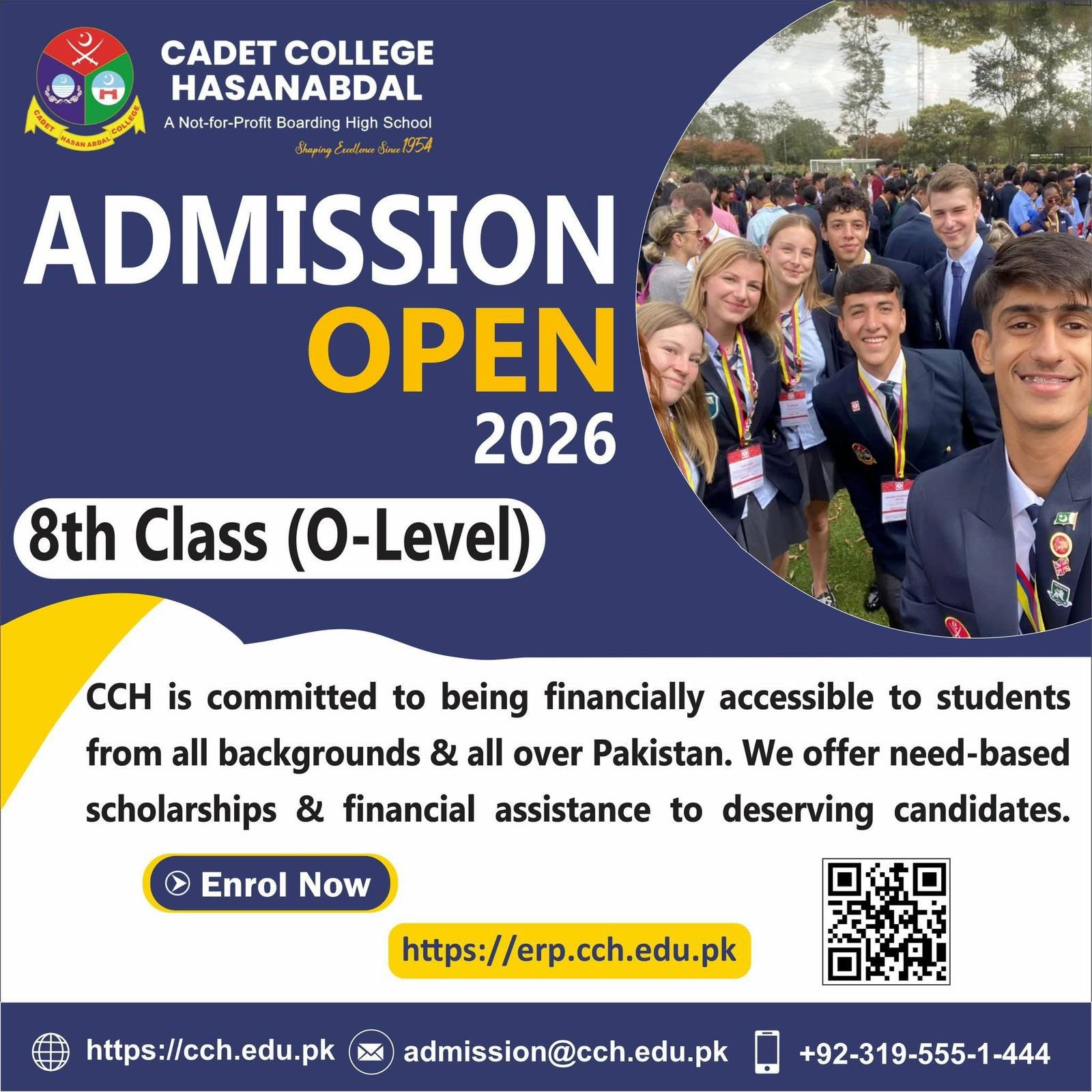 Admission Open in Cadet College Hasan Abdal 2026 Admissions 2025 — original advertisement