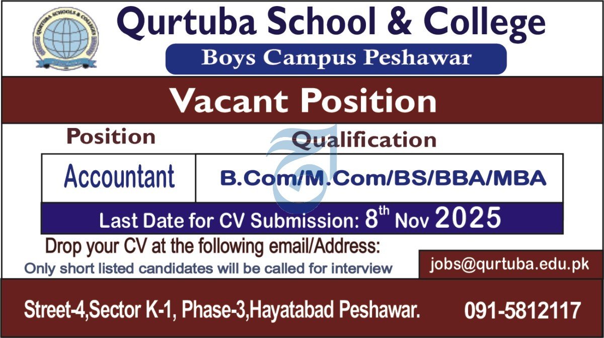 Qurtuba School & College Peshawar Job 2025 – Qurtuba University Peshawar Jobs 2025 — original advertisement