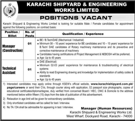 Karachi Shipyard & Engineering Works Limited Jobs 2025 Jobs 2025 — original advertisement
