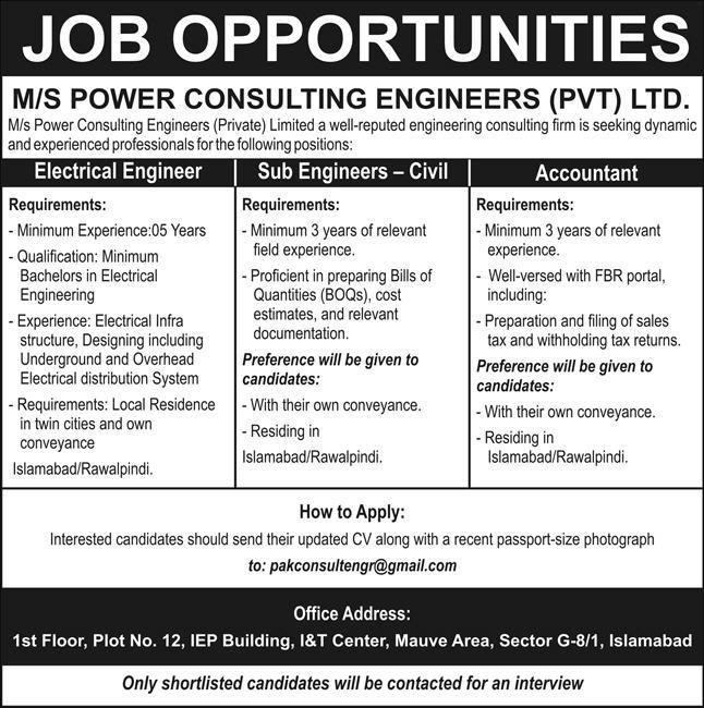 Power Consulting Engineers Private Limited Jobs 2025 – Public Sector Organization Jobs 2025 — original advertisement