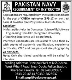 Pakistan Navy Karachi Job 2025 Jobs 2025 — original advertisement