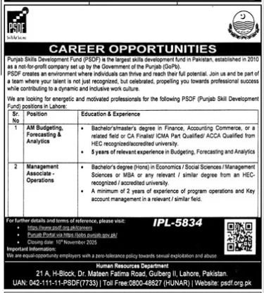 Punjab Skill Development  Fund PSDF Jobs 2025 – Punjab Skills Development Fund Jobs 2025 — original advertisement