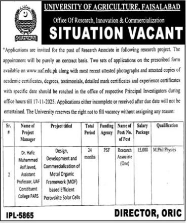 University of Agriculture Faislabad Jobs 2025 – University of Agriculture Faisalabad Jobs 2025 — original advertisement