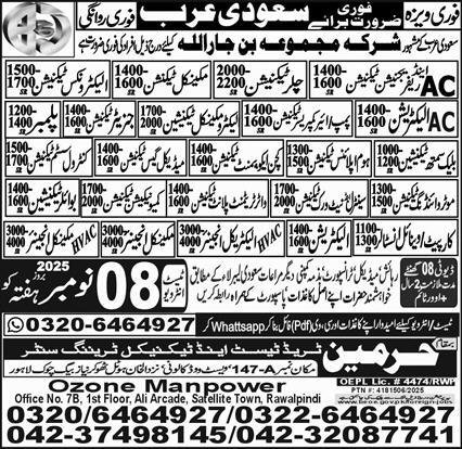 Medical Gas Technician & Carpet Installer Jobs 2025 – Harmain Trade Test & Technical Training Center Jobs 2025 — original advertisement