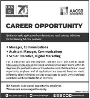 Institute Of Business Administration IBA Karachi Jobs Jobs 2025 — original advertisement
