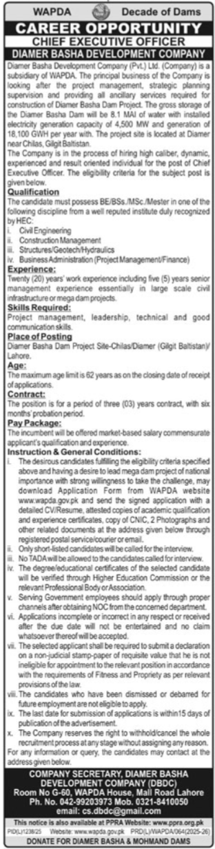 Water and Power Development Authority WAPDA Jobs 2025 Jobs 2025 — original advertisement