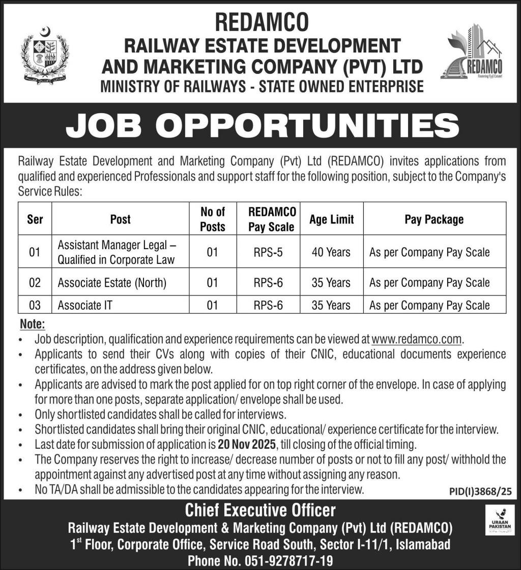Ministry Of Railways Islamabad Jobs 2025 Jobs 2025 — original advertisement
