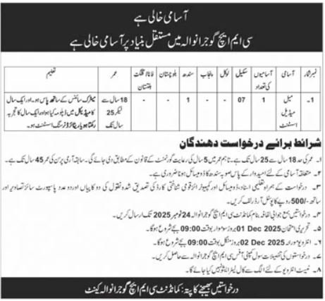 Combined Military Hospital CMH Gujranwala Job 2025 Jobs 2025 — original advertisement