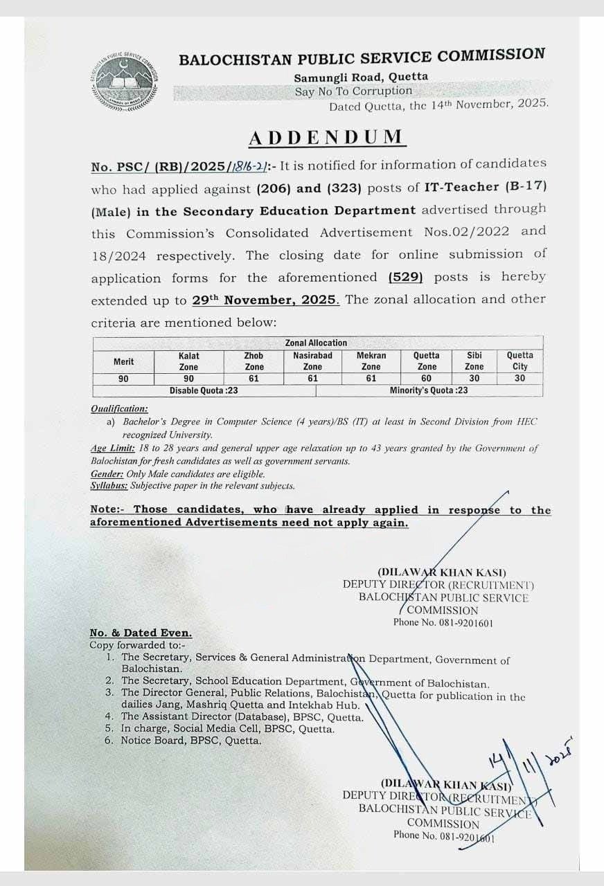 BPSC IT Teacher Jobs 2025 Advertisement No 2-2022 – Balochistan Public Service Commission Quetta Balochsitan Jobs 2025 — original advertisement