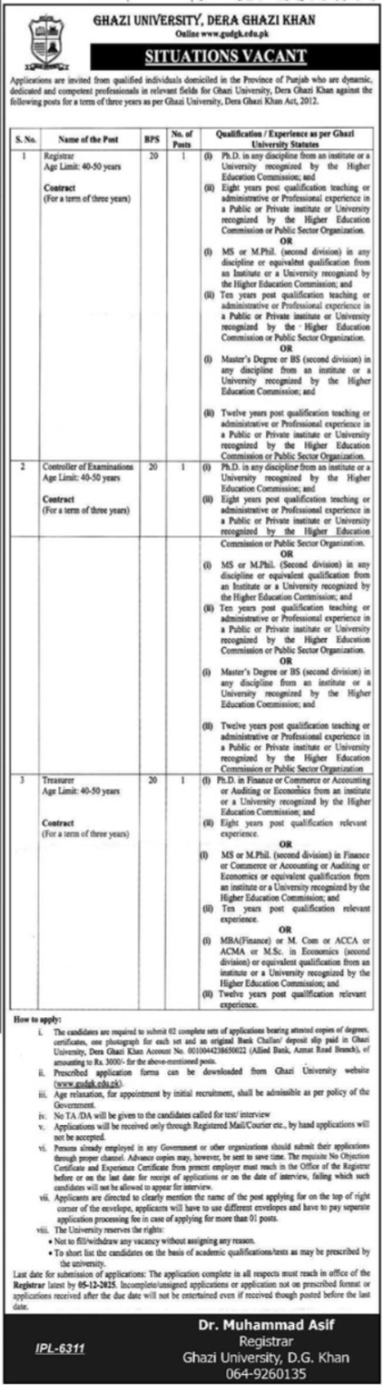 Ghazi University Dera Ghazi Khan Jobs 2025 Jobs 2025 — original advertisement