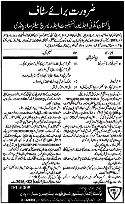 Pakistan Kidney And Liver Institute And Research Centre Jobs – Pakistan Kidney And Liver Institute (PKLI) And Research Centre Lahore Jobs 2025 — original advertisement