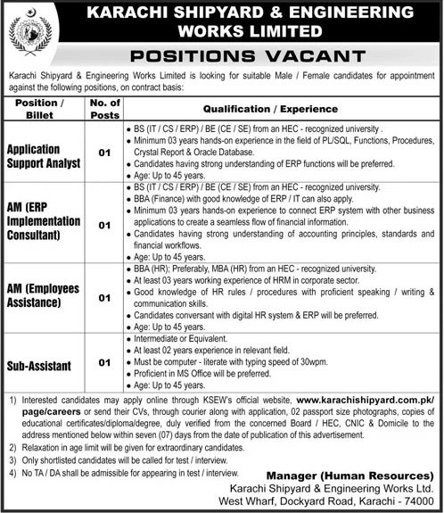 Karachi Shipyard And Engineering Works Jobs 2025 – Karachi Shipyard & Engineering Works Limited Jobs 2025 — original advertisement