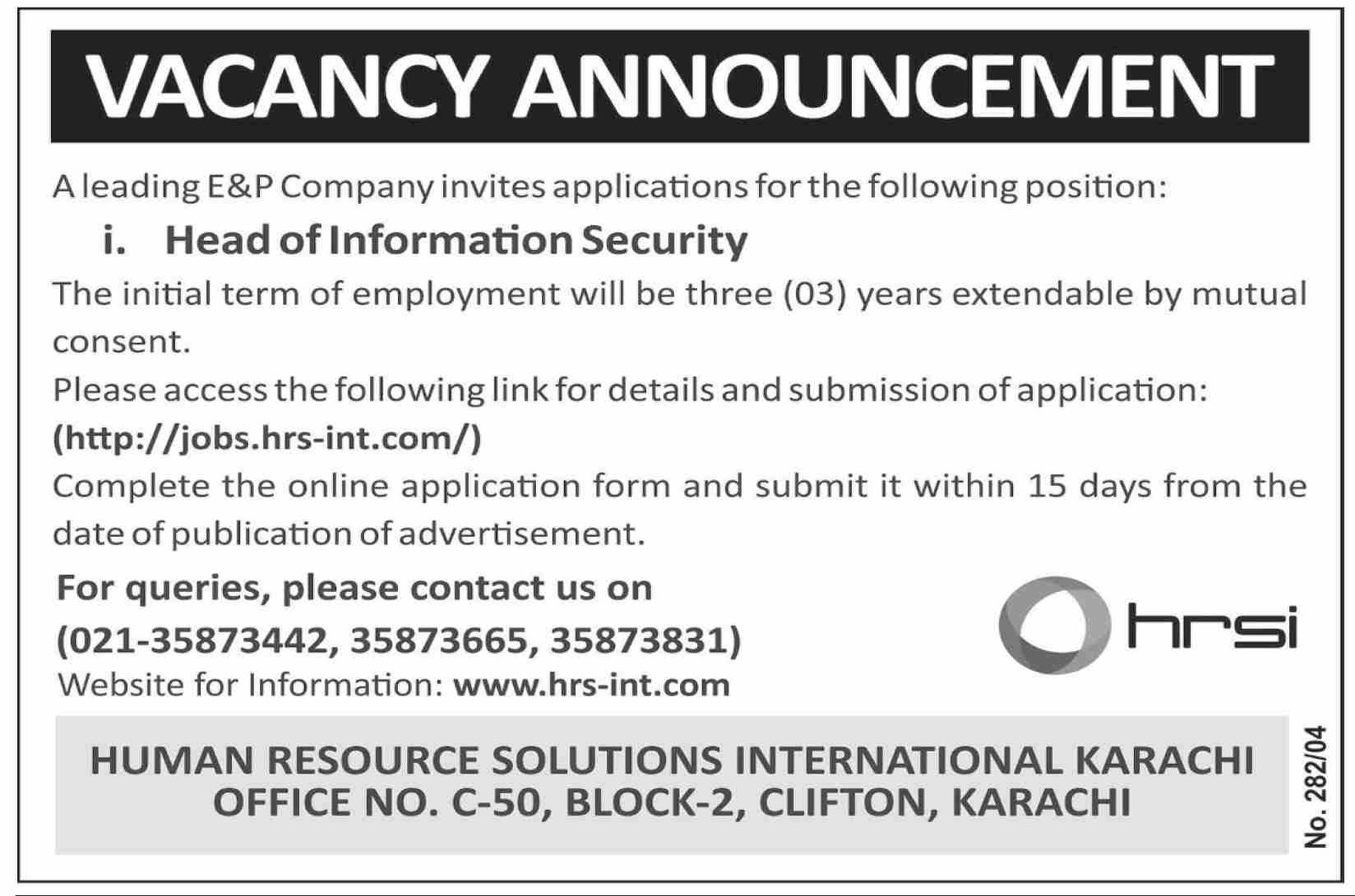 Human Resource Solutions International HRSI Jobs 2025 – HRSG People and Business karachi Jobs 2025 — original advertisement