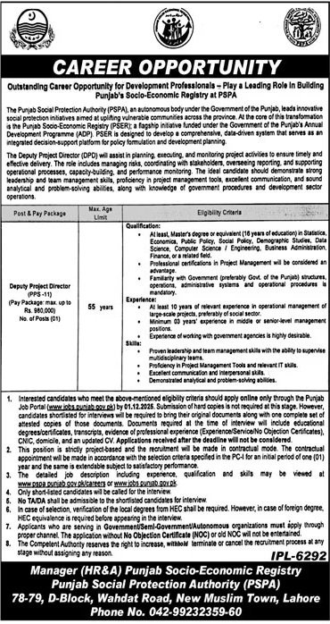 Punjab Social Protection Authority PSPA Jobs 2025 Jobs 2025 — original advertisement
