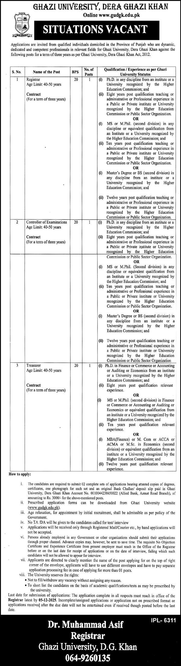 Ghazi University Dera Ghazi Khan Jobs 2025 Jobs 2025 — original advertisement