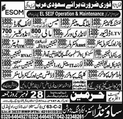 Asset Controller & Cleaning Supervisor Jobs 2025 – Harmain Trade Test & Technical Training Center Jobs 2025 — original advertisement