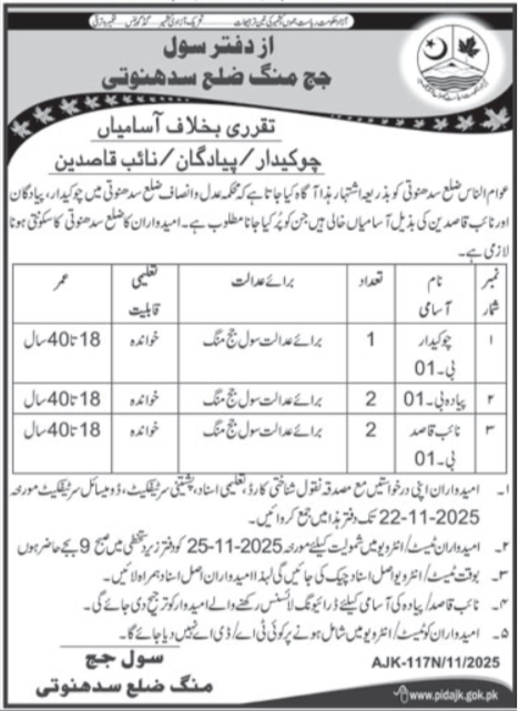 Law & Justice Division Sudhanoti Jobs 2025 – Law and Justice Commission of Pakistan Jobs 2025 — original advertisement