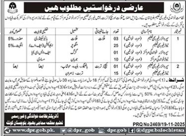 Directorate of Literacy and Non-Formal Education Jobs 2025 – Social Welfare Departmen Balochsitan Jobs 2025 — original advertisement
