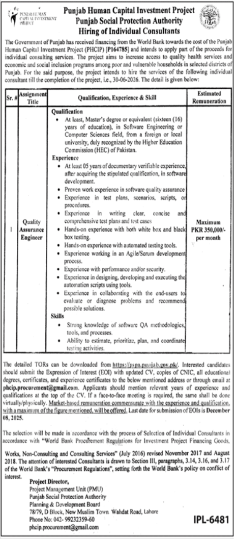 Punjab Human Capital Investment Project PHCIP Jobs 2025 – Punjab Health Facilities Management Company PHFMC Jobs 2025 — original advertisement
