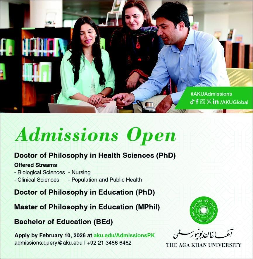 Admission Open in Aga khan University 2025 Admissions 2025 — original advertisement