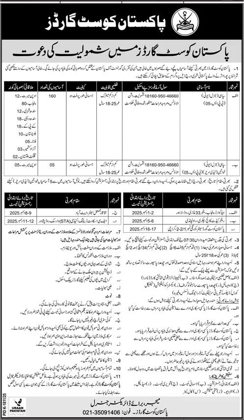 Pakistan Coast Guards Karachi Jobs 2025 Jobs 2025 — original advertisement
