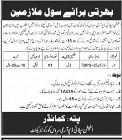 Station Supply Depot Army Service Core Quetta Cantt Jobs – Pakistan Army Jobs 2025 — original advertisement
