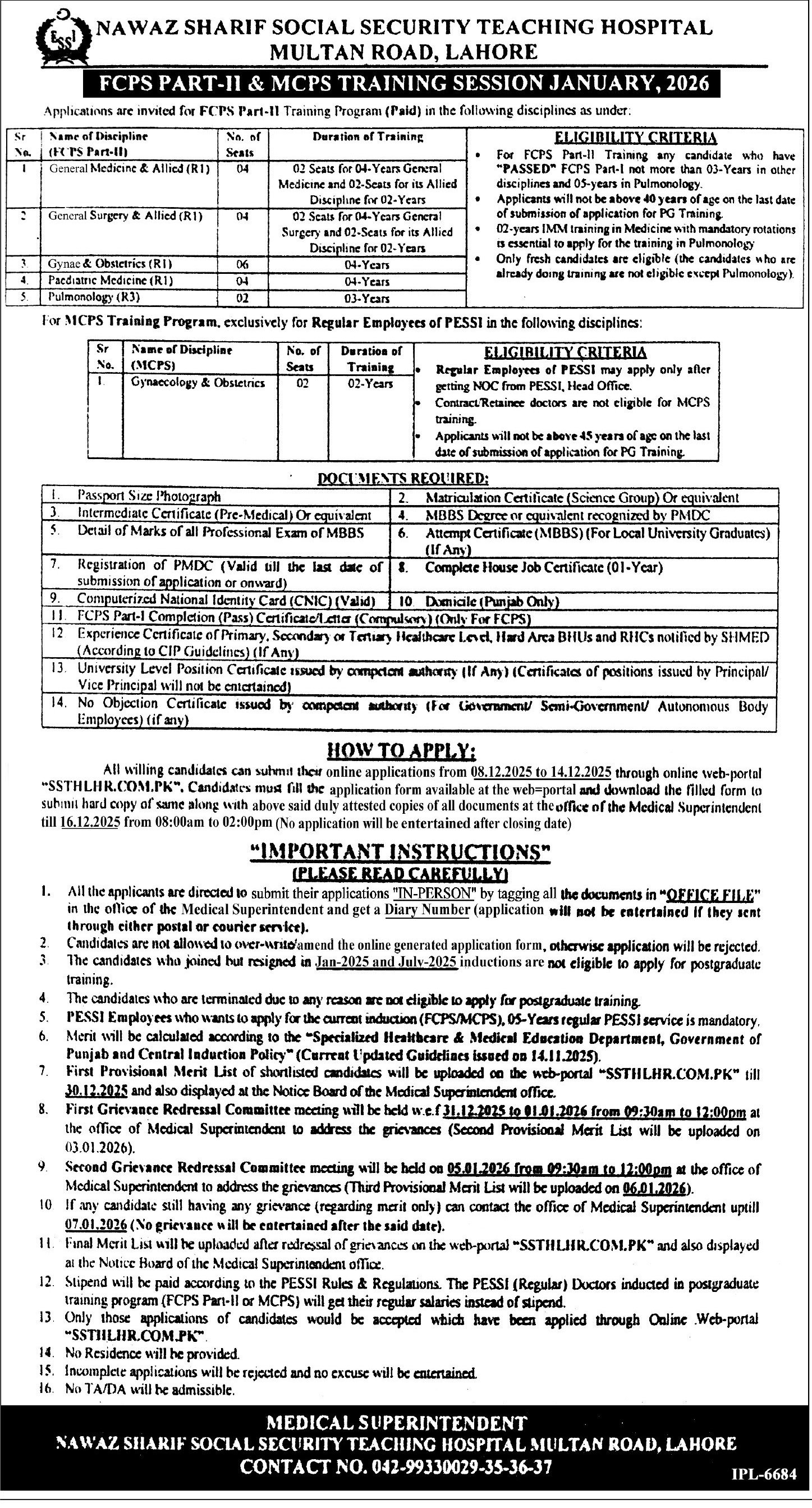 Nawaz Sharif Social Security Hospital Lahore Jobs 2025 – Muhammad Nawaz Sharif Teaching Hospital Lahore Jobs 2025 — original advertisement