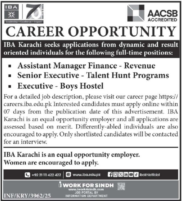 Institute Of Business Administration IBA Karachi Jobs 2025 Jobs 2025 — original advertisement