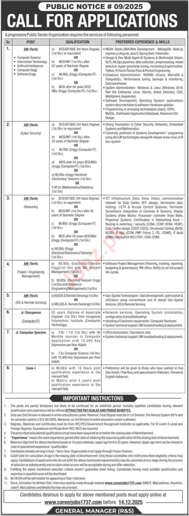 Public Sector Organization Karachi Jobs 2025 Jobs 2025 — original advertisement