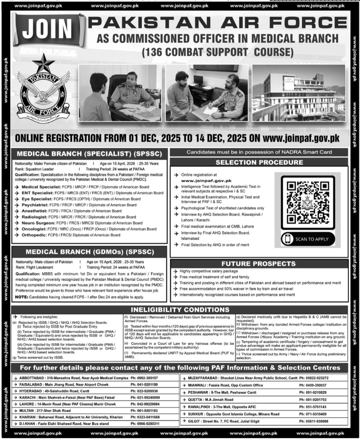 Commissioned Officer Jobs At Pakistan Air Force PAF Jobs 2025 — original advertisement