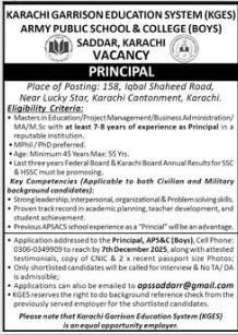 Karachi Garrison Education System KGES Job 2025 – Multan Garrison Education System Jobs 2025 — original advertisement