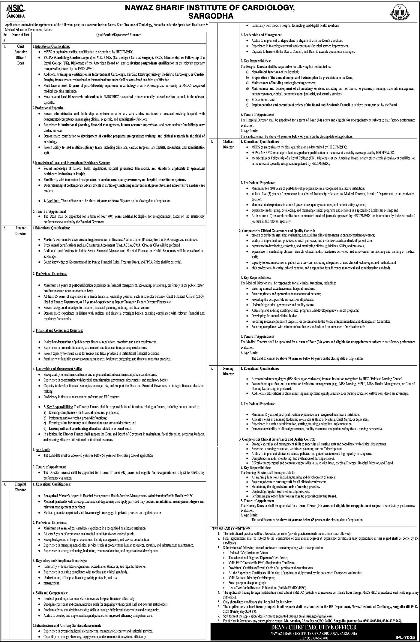 Nawaz Sharif Institute Of Cardiology Sargodha Jobs – Muhammad Nawaz Sharif Teaching Hospital Lahore Jobs 2025 — original advertisement