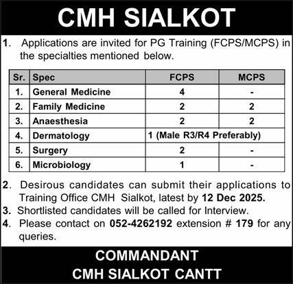 Combined Military Hospital CMH Sialkot Jobs 2025 Jobs 2025 — original advertisement