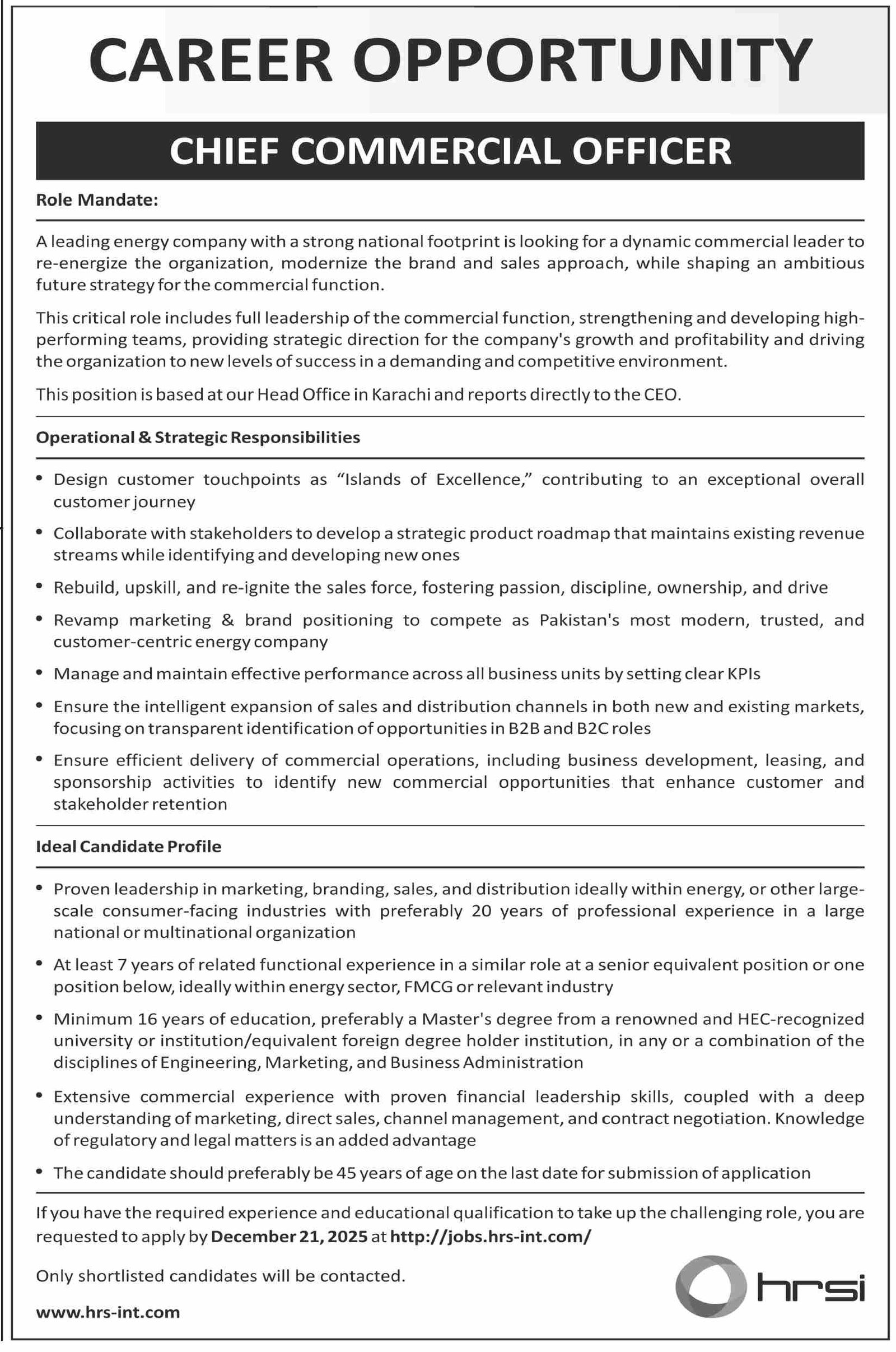 Human Resource Solutions International Hrsi Jobs 2025 – HRSG People and Business karachi Jobs 2025 — original advertisement