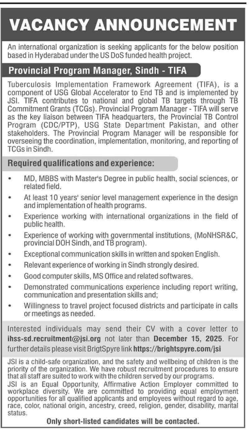 International Organization Hyderabad Jobs 2025 – Public Sector Organization Jobs 2025 — original advertisement