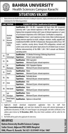 Bahria University health Sciences Campus Karachi Jobs 2025 Jobs 2025 — original advertisement
