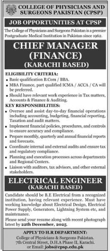 College of Physicians And Surgeons Pakistan Cpsp Jobs 2025 Jobs 2025 — original advertisement