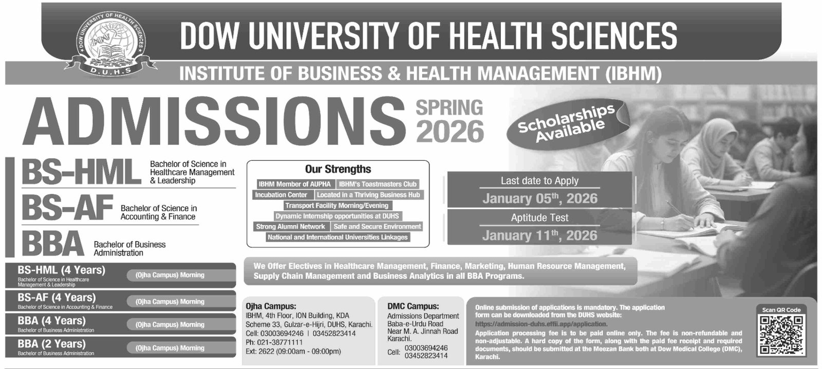 Admission Open in Dow University of Health Science 2025 – Dow University of Health Sciences Karachi Admissions 2025 — original advertisement