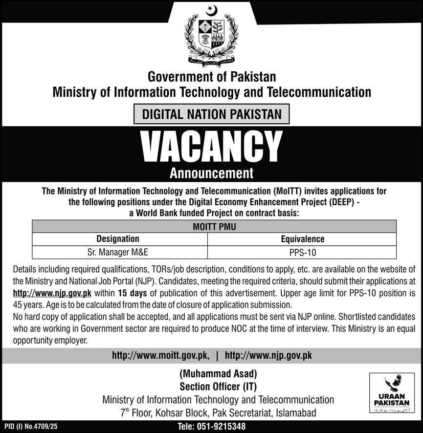 Ministry of Information Technology And Telecommunication Job Jobs 2025 — original advertisement