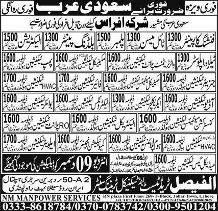 Finishing Carpenter And Technician Jobs In Saudi Arabia – Al Faisal Trade Test & Technical Training Center Jobs 2025 — original advertisement