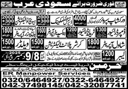 Workshop Supervisor And Welder Jobs In Saudi Arabia – Harmain Trade Test & Technical Training Center Jobs 2025 — original advertisement